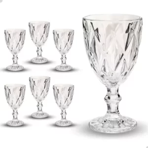 Kit 6 Taça Diamante Vidro Transparente 330ml